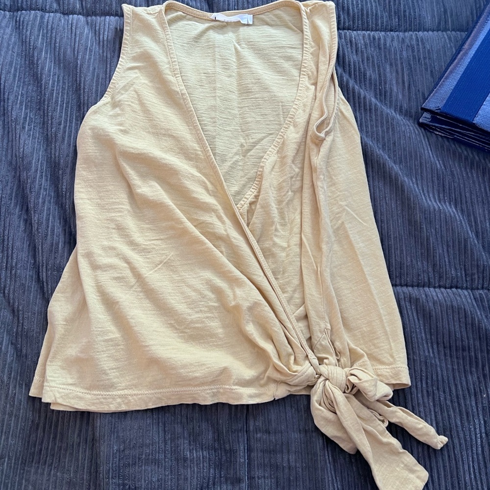Lush Beige Sleeveless Wrap Tank Top